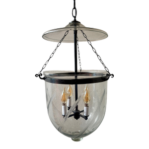 Georgian Etched Glass Bell Jar Lantern (Antique Bronze) 12" Diameter