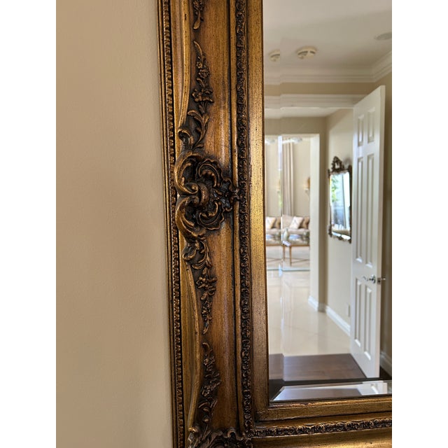 Ornate Wood Gold Leaf Lacquered Mirror For Sale - Image 4 of 10