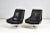 Postmodern Black Leather Lounge Chairs With Calacatta Marble Bases, 1970 For Sale - Image 3 of 13