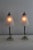 A pair petite of Art Deco lamps. Reeded bases and floret crystal fittings and mirrored stem. Handblown Vaseline glass...
