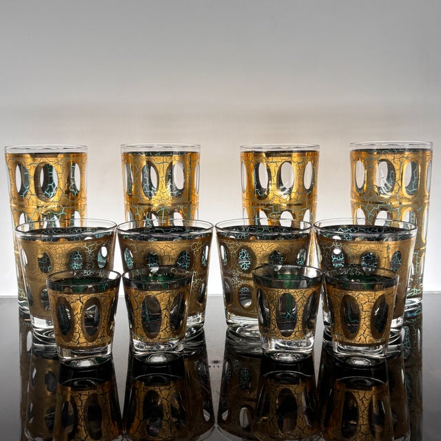 Culver “Pisa” Crackle Gold 12-Piece Barware Set, Circa 1960 For Sale - Image 9 of 10
