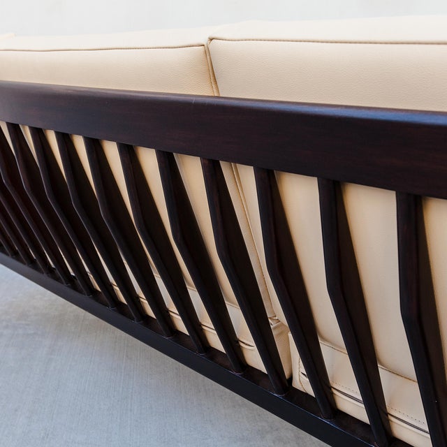 Restored Ib Kofod-Larsen for Selig Danish Modern Three Seat Sculptural "Blade" Sofa in Leather For Sale - Image 9 of 18