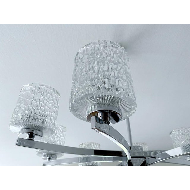 Large Glass and Chrome Pendant Light from Kaiser-Leuchten, 1970s For Sale - Image 10 of 17
