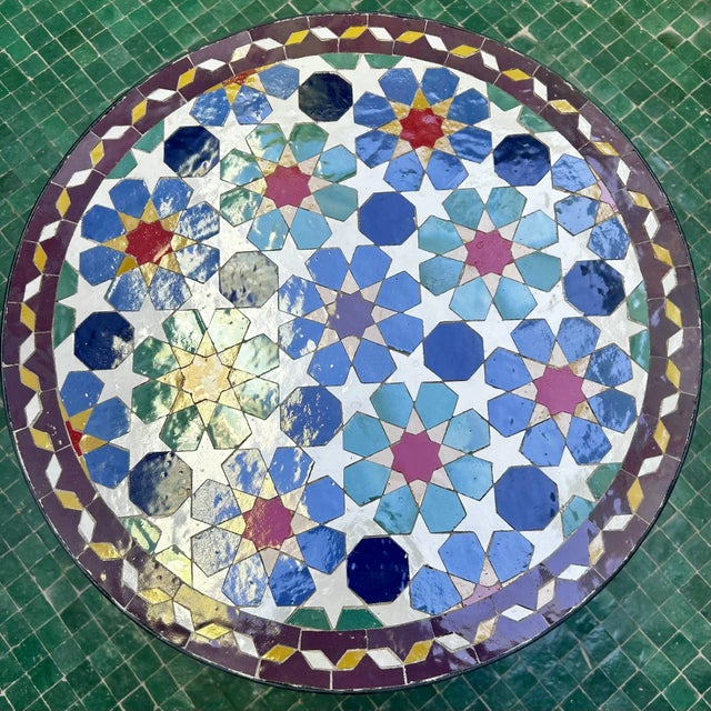 Handcrafted Zellige Moroccan Tile Table For Sale - Image 4 of 9