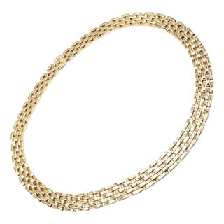 1990s Cartier Maillon Panthere Five-Row Wide 20" Long Yellow Gold Necklace For Sale