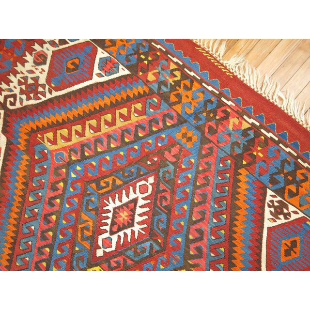 Antique Square Turkish Tribal Kilim - 4'4" x 5'2" For Sale - Image 4 of 6