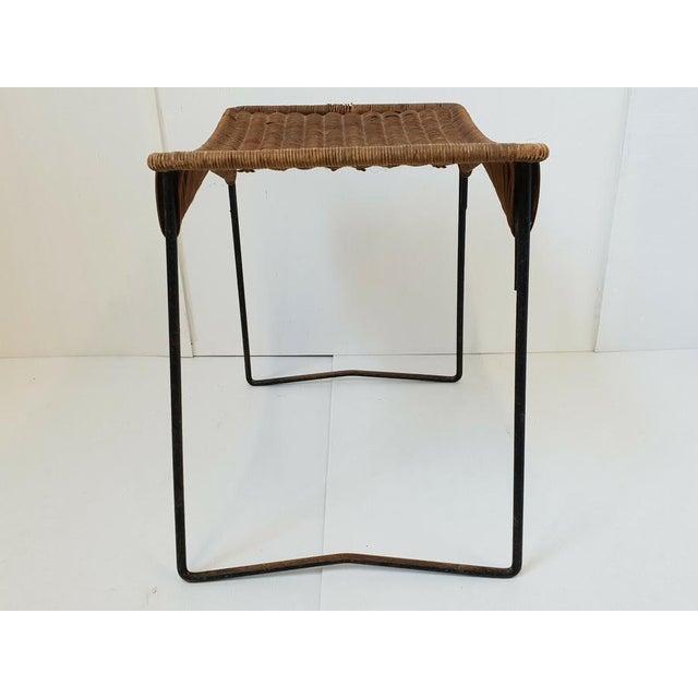 Vintage Stool in Rattan and Steel by Raoul Guys for Airborne, 1950s For Sale - Image 9 of 10
