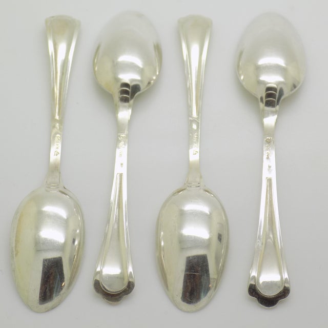Vintage Italian Handmade Genuine Silver Sugar Spoons, 1970s, Set of 4 For Sale - Image 6 of 12