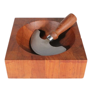 Mid Century Teak Bowl With Original Chop Knife by Ernest Sohn