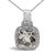 Contemporary Sterling Silver Cushion Gray Green Amethyst and Diamond Accent Halo Pendant Necklace For Sale - Image 3 of 4