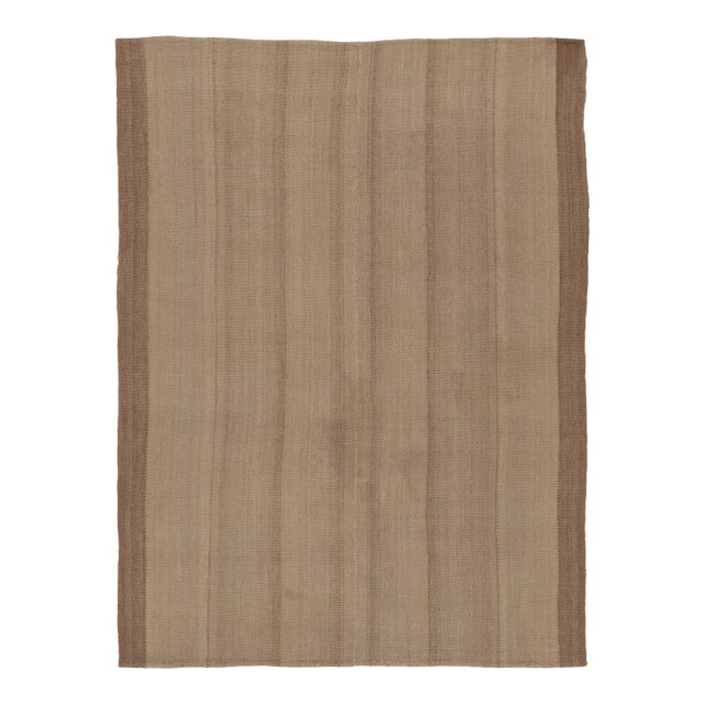 Rug & Kilim’s Contemporary Kilim With Tonal Stripes in Beige & Brown For Sale