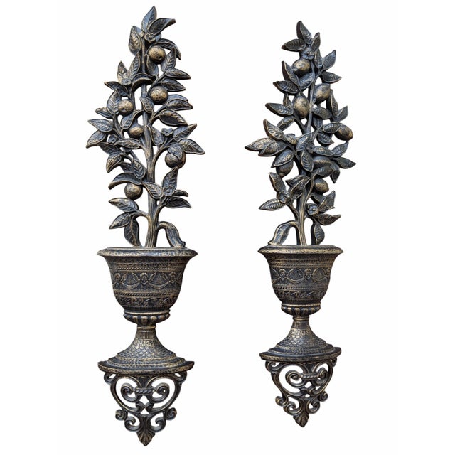 Plastic Vintage Citrus Lemon Tree Topiary Sculptural Wall Art- A Pair For Sale - Image 7 of 14