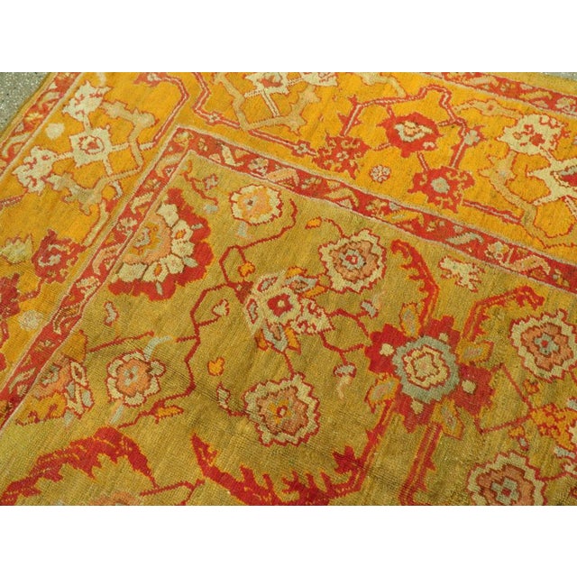 Saffron Vintage Turkish Oushak 10' x 13' Room Size Rug in Acid Green For Sale - Image 8 of 10