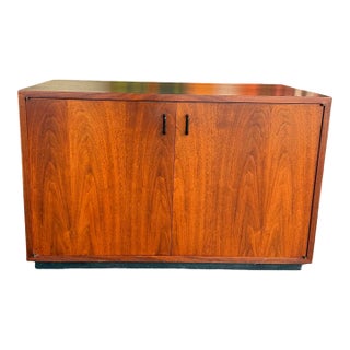 Mid Century Founders CDP Attributed Petite Walnut Cabinet For Sale