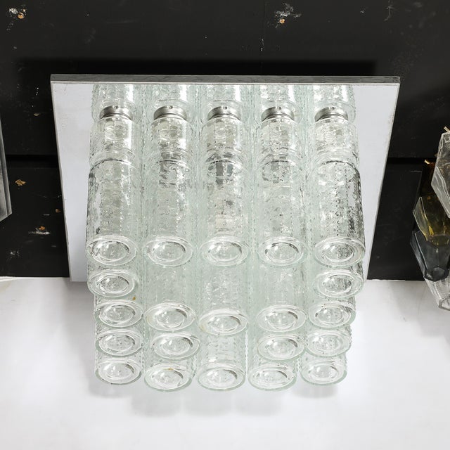 Mid-Century Modern Molded Glass Cylinder Flush Mount in Chrome by Doria Leuchten For Sale - Image 13 of 18
