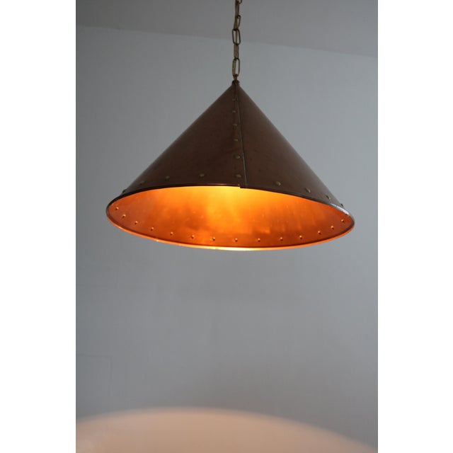Danish Brutalist Hand-Hammered Copper Pendant Lamp from ES Horn Aalestrup, 1960s For Sale - Image 4 of 8