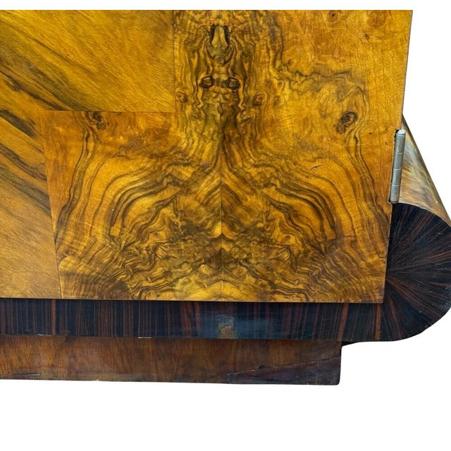 1930s Art Deco Macassar & Exotic Wood Wardrobes With Budapest Museum Export Stamp - A Pair For Sale - Image 12 of 12