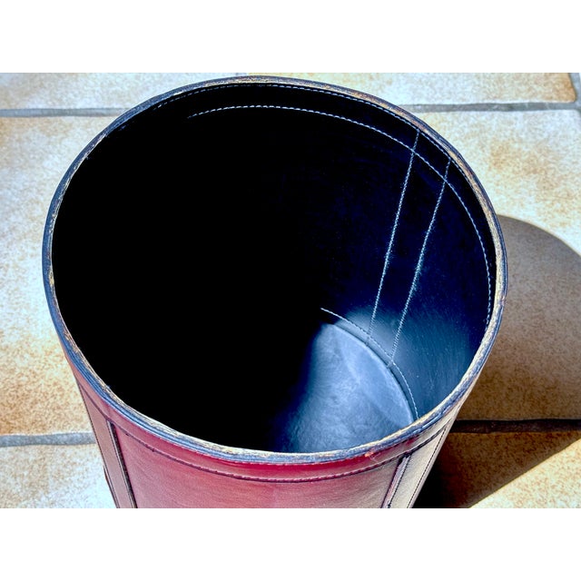 Black French Modern Leather Waste Basket, 1970s For Sale - Image 8 of 13