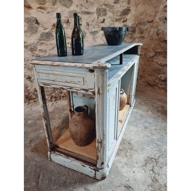 French Shop Counter in Oak and Zinc, 1900s For Sale - Image 16 of 18