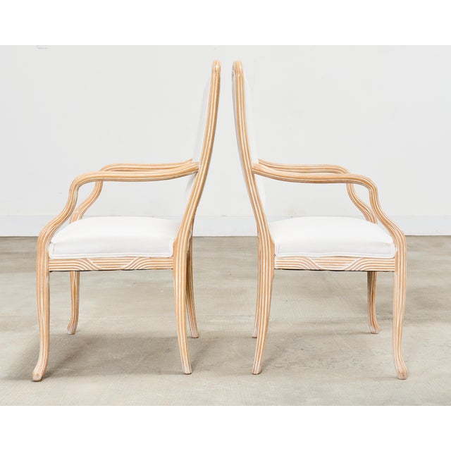 Wood Set of Four Regency Style Cerused Blonde Birch Dining Chairs For Sale - Image 7 of 17