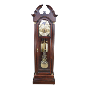 Vintage Howard Miller Georgian Style Flame Mahogany Moon Dial Grandfather Clock