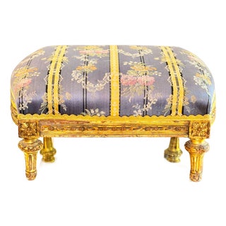 French Louis XVI Giltwood Ottoman For Sale