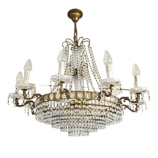 Crystal Chandelier with 14 Bulbs For Sale