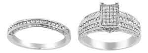 .925 Sterling Silver 3/4 Cttw Prong Set Round Diamond Composite Engagement Ring and Band Set (I-J Color, I3 Clarity) - Size 12