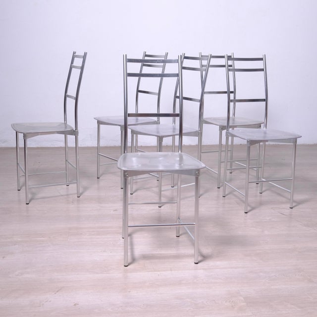 Silver Vintage Italian Chairs by Ycami Bagutta, 1980, Set of 6 For Sale - Image 8 of 18