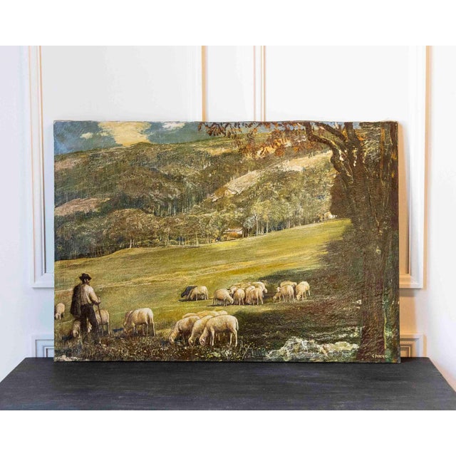 A serene pastoral landscape by Gino Federici, this 20th-century oil on canvas captures the timeless poetry of rural life....