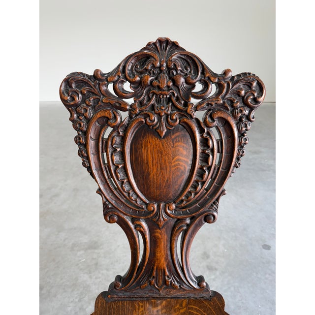 Renaissance Early 20th Century Stickley and Brandt Carved Oak Renaissance Style Side Chair For Sale - Image 3 of 12