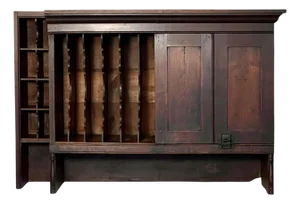 Antique Hotel Front Desk Cabinet for Office or Kitchen, Mahogany, 1910s