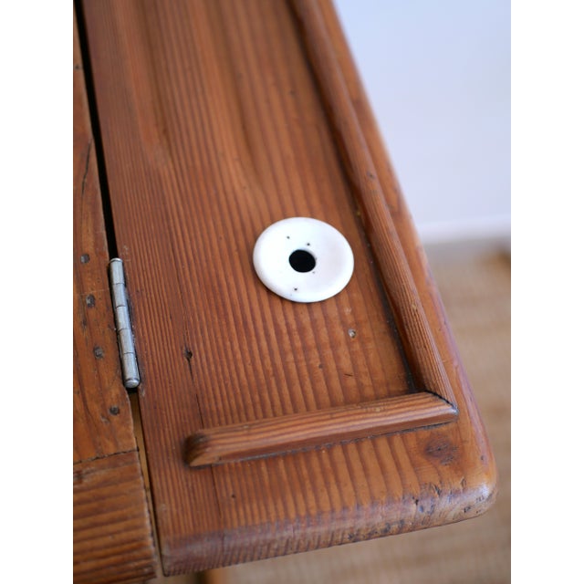 Light Yellow Vintage French Wooden School Desk, 1950s For Sale - Image 8 of 14