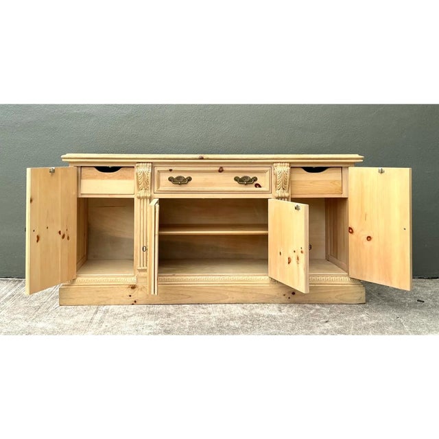 Brass Vintage Link-Taylor Washed Pine Credenza For Sale - Image 8 of 12