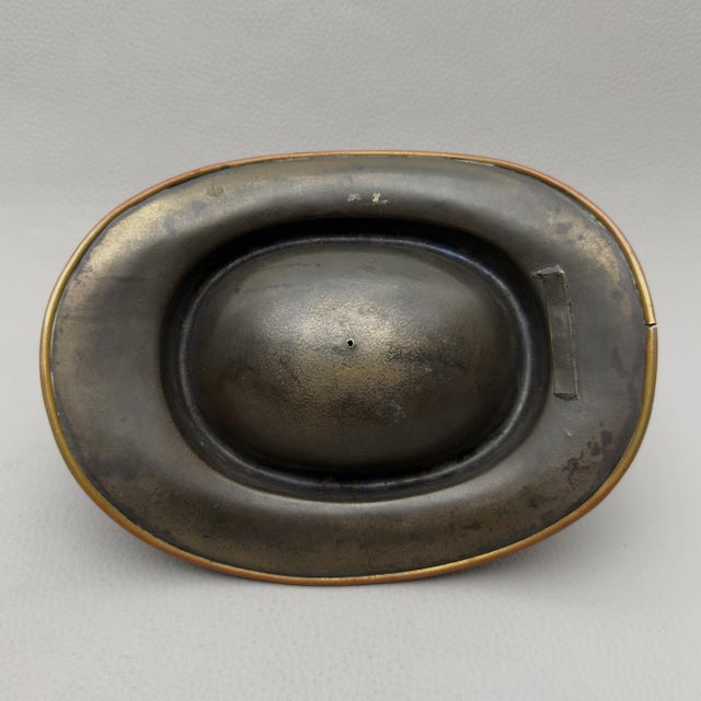 Metal Antique Brass Helmet Inkwell, Early 1900s For Sale - Image 7 of 13