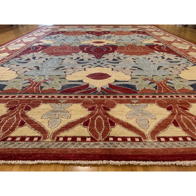 2000 - 2009 Hand-Knotted Morris Style Rug – 9'2" X 11'10" – Arts & Crafts Floral Wool For Sale - Image 5 of 10