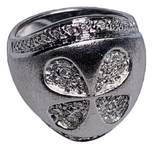 Late 20th Century Cigar Band Pave Diamond Clover Ring, Size 5.75