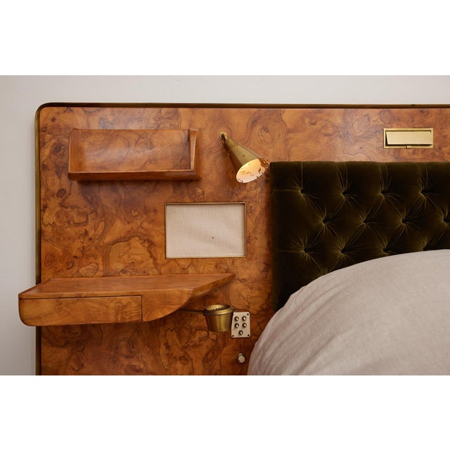 Brown Gio Ponti Headboard and Bedframe With Attached Nightstands For Sale - Image 8 of 12