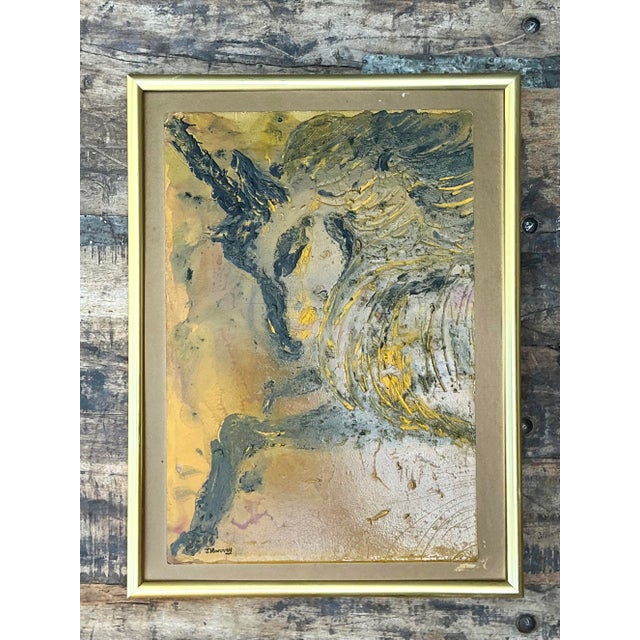 Late 20th Century Vintage Original Acrylic Oil Painting of Unicorn For Sale - Image 5 of 12