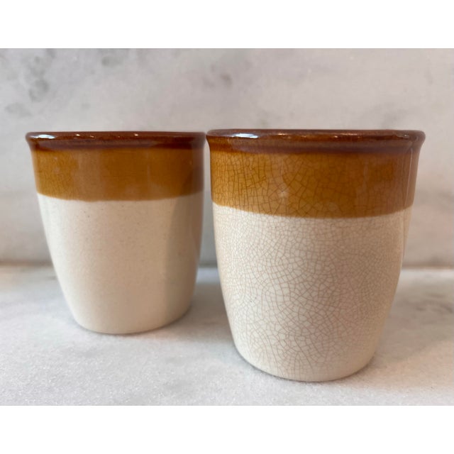 Set of 5 Vintage Brown Band Crock Cups For Sale In Austin - Image 6 of 8