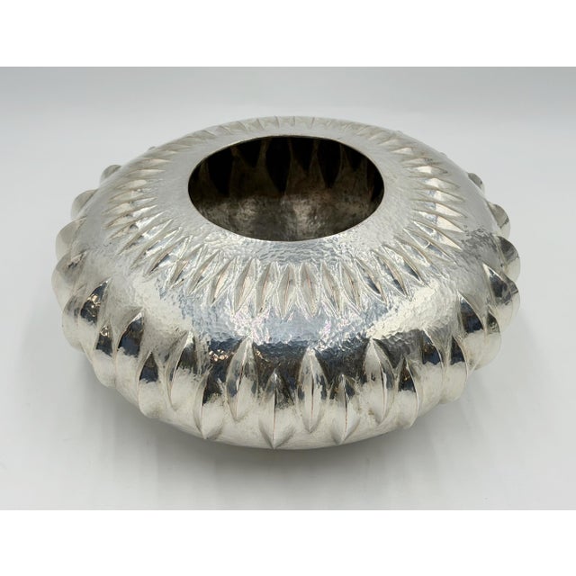 Mexican 1960s Los Castillo Taxco Mexican Modernist Silver Plate Copper Sculptural Bowl For Sale - Image 3 of 18