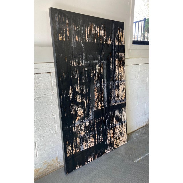 Vintage Mid Century Large Original Abstract Brutalist Modern Painting For Sale - Image 4 of 9