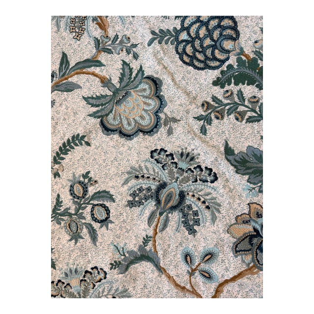 Brunschwig & Fils Anduze Embroidery Teal/Sky Fabric 2 Yards For Sale