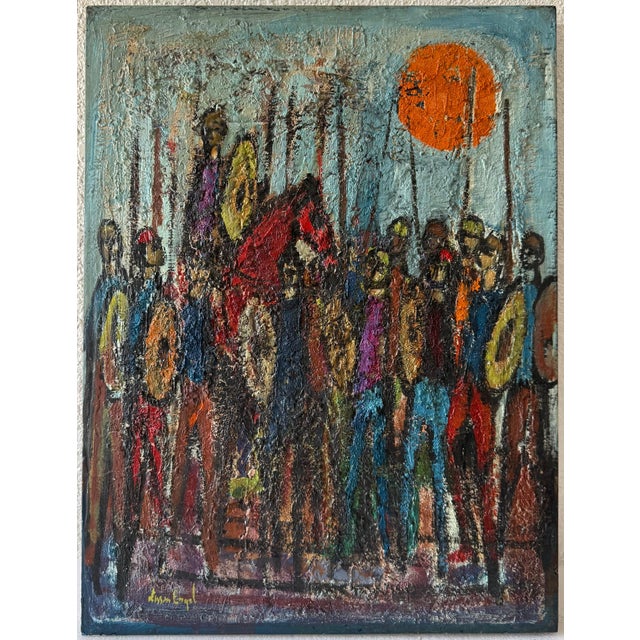 Nissan Engel, Mod French Oil Painting Semi Abstract Colorful Composition Israeli Nissan Engel, c.1950's-1960's For Sale In Miami - Image 6 of 11