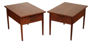 Mid Century Modern Pair of Walnut End Tables