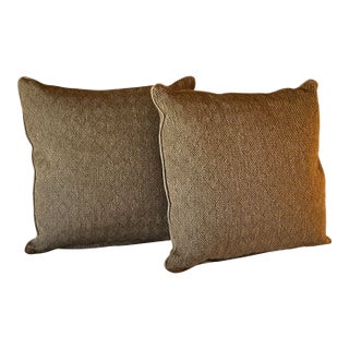 1980s Vintage Traditional Boho Chic Tweed Tapestry Style Pillows - A Pair. For Sale