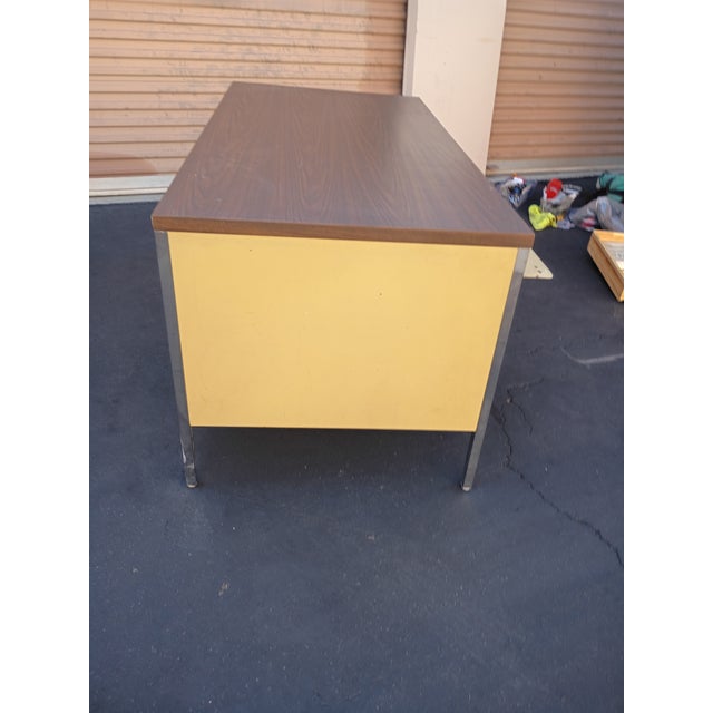 Metal 1970s McDowell and Craig Yellow 4 Drawer Tanker Desk For Sale - Image 7 of 7