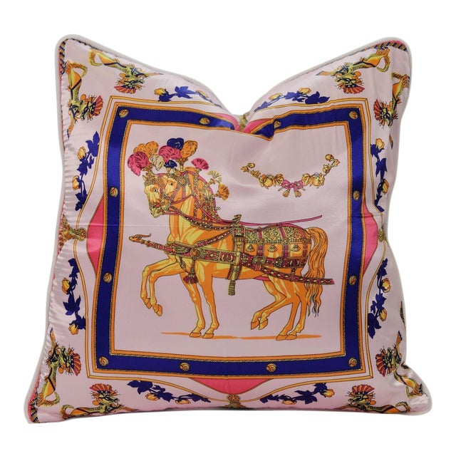 Pink Horse Silk Pillow Chairish