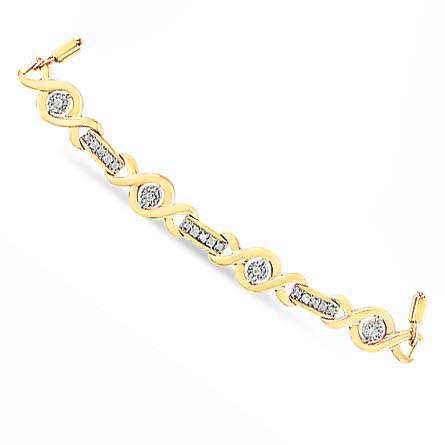 14K Yellow Gold Plated .925 Sterling Silver Channel Set Diamond Accent Twist 4���-10��� Adjustable Bolo Bracelet (I-J Color, I3 Clarity) For Sale - Image 4 of 6