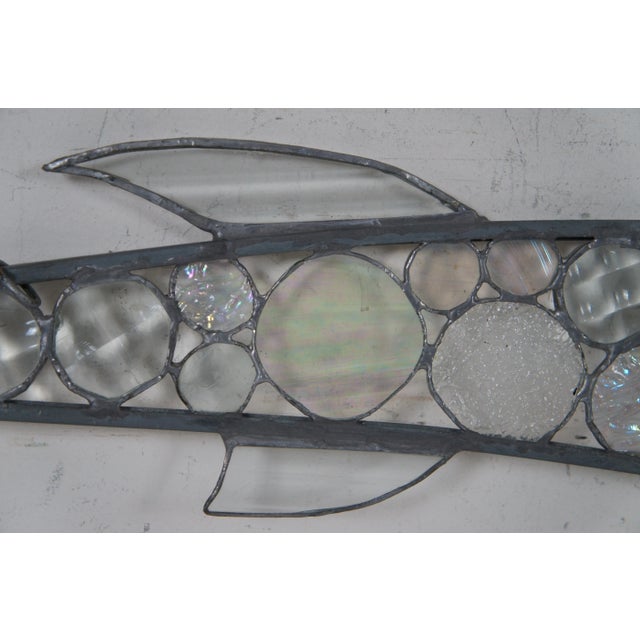 Late 20th Century Vintage Stained Glass Sun Catcher Barracuda Fish Studio Art For Sale - Image 5 of 13
